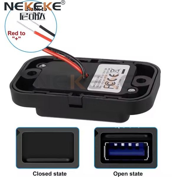 12V Waterproof Marine Power Socket with Dual Quick Charge 3.0 USB Charger in ABS Material