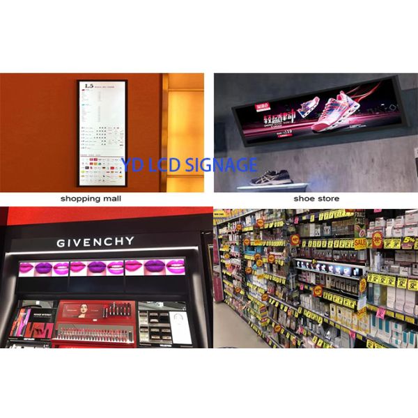 Media Player Digital Signage Stretched Bar LCD Shelf Edge Display