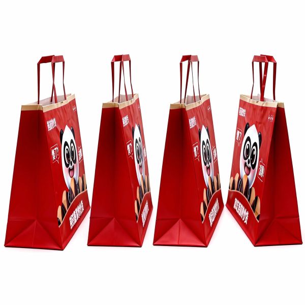 Custom Disposable Kraft Paper Twisted  Handle  Bag Printing MOQ 50000 Pieces