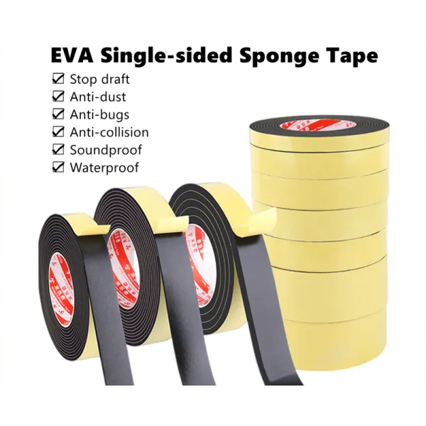 Strong Adhesion EVA Black Sponge Foam Rubber Tape Anti-Collision Seal Strip 1/2/3/5mm for Packaging and Speaker