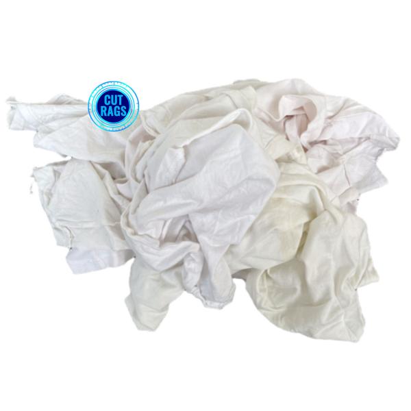 IMPA 232906 Reclaimed Cotton Cut Used T-shirt Cloth Printed WHITE Rag 10kg White Recycled Rags in Bulk Mixed Rags