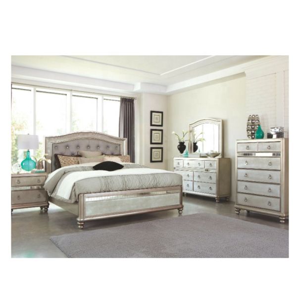 Wood Master Bedroom Furniture Upholstered Platform Bed