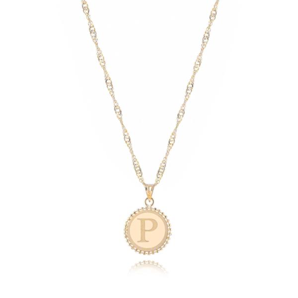 18K Gold ‘P’ Pendant Necklace