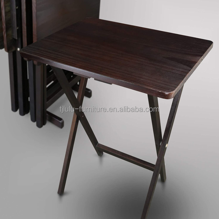 Mesa de comedor plegable de madera sólida para estudio y portabilidad en ambientes al aire libre