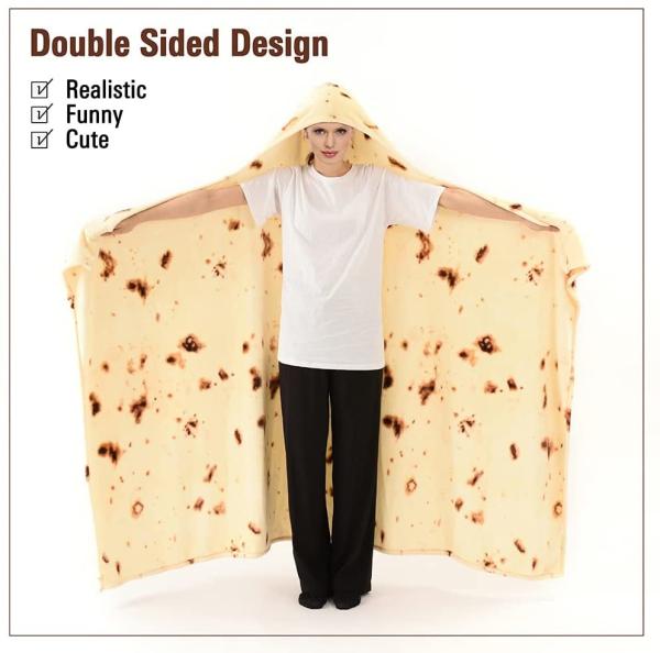 60 X 80Inch  Burritos Tortilla Wearable Hooded Blanket