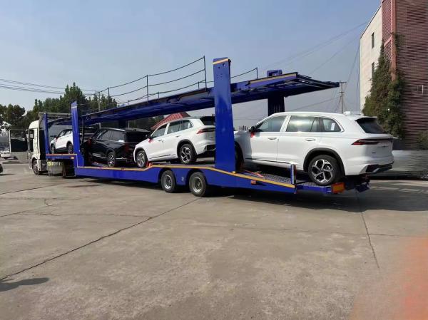 Double interconnect steel chassis deck with mechanical or air suspension and 13 to 18T axles transporter car semi trailer