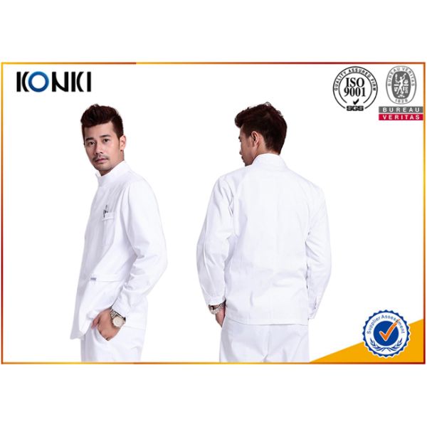 Plain Color Mens Medical Scrubs Uniforms Embroidery With Long Sleeve