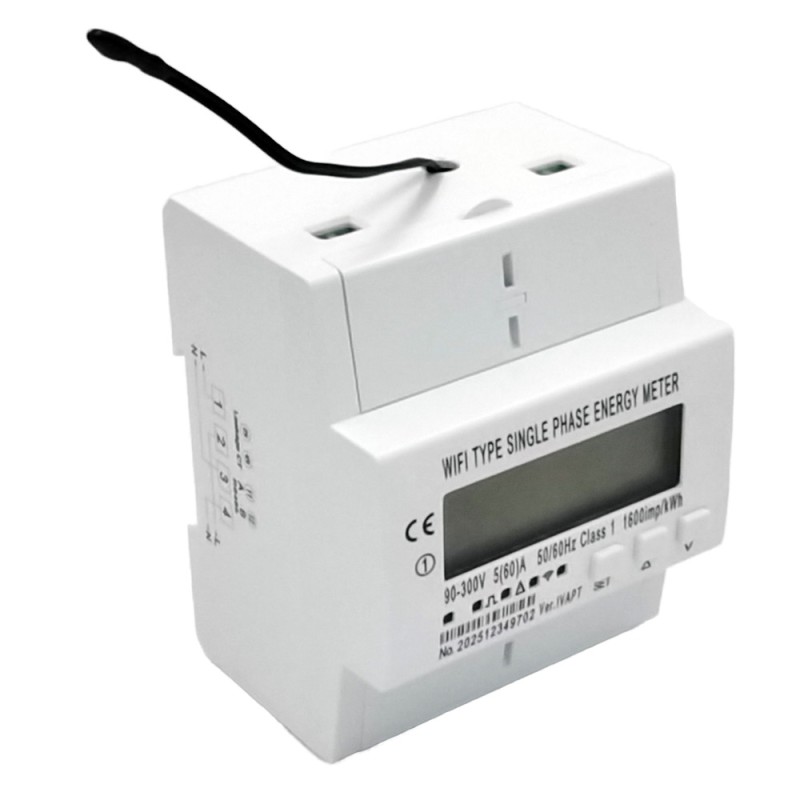 Single Phase 2 Wire Smart KWH Energy Meter 90-300V 5(60)A 1.0 Accuracy 50/60Hz