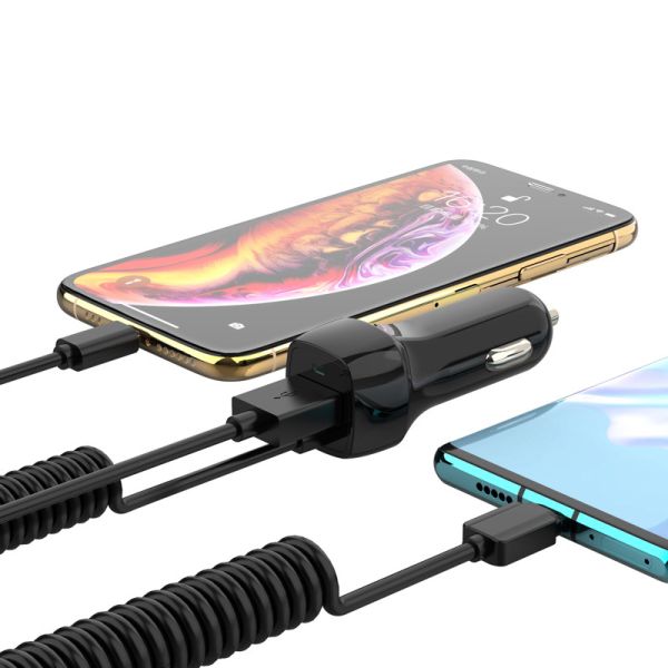 Smart Universal 3.4A Rapid Phone Charger High Speed LED Spring Wire