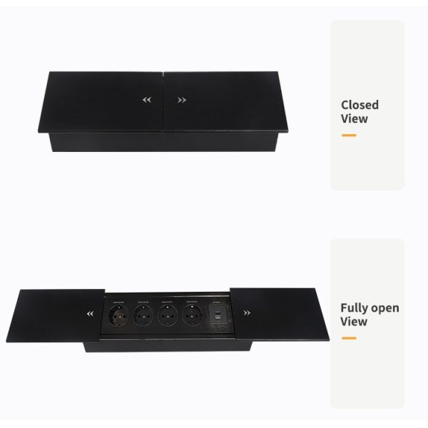 Brushed Surface Lift Up Sockets Hidden Table Kitchen Worktop Power Strip Outlet