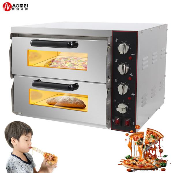 Forno de pizza de aço inoxidável de duas camadas para restaurante comercial