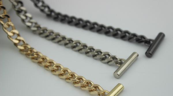 High end iron material 3 color flat shape 8 mm width metal crossbody chain bag