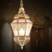 180° Beam Angle Copper Glass Chandelier for Modern Interior Lighting in Arab Muslim Vintage Style Decorative Light