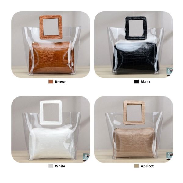 Promotion Clear Cosmetic Handle Bag Tote Bags, Recyclable PVC Loop Handle Plastic Bag, Gift And Shopping