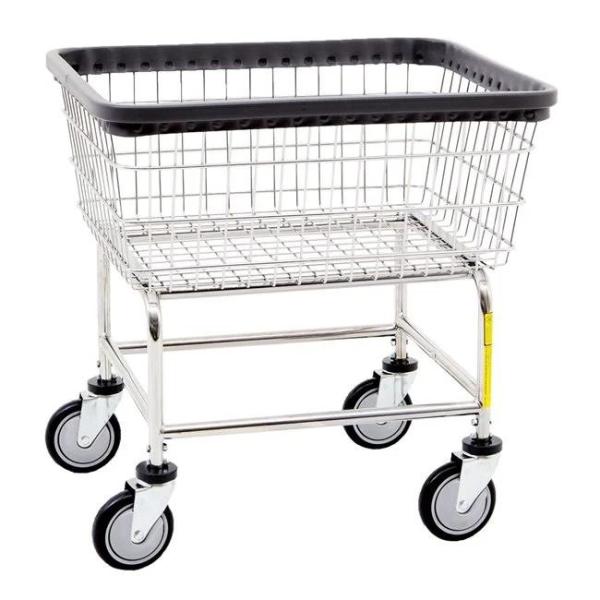 Chrome Laundry Basket Carts Rolling Laundry Cart With Double Pole Rack