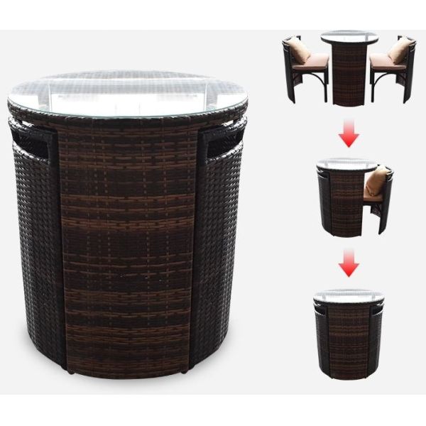 Patio Rattan Dining Table Set  Luxury Garden Restaurant Chair Furniture