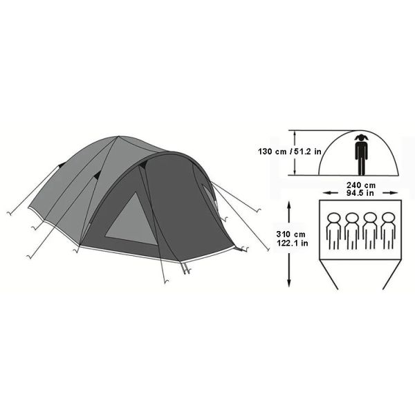 Weatherproof 220x130cm 8.4lbs Outdoor Camping Tent