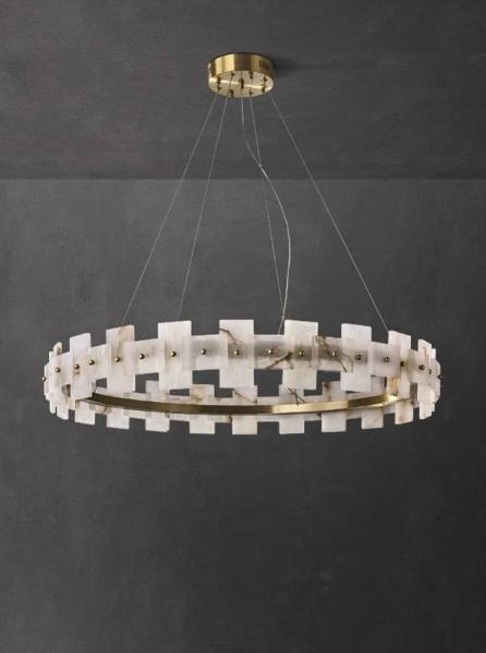 Décoration de la maison Cercle LED Luxe Modern Pendant Light Chandelier Alabaster Produits d'éclairage