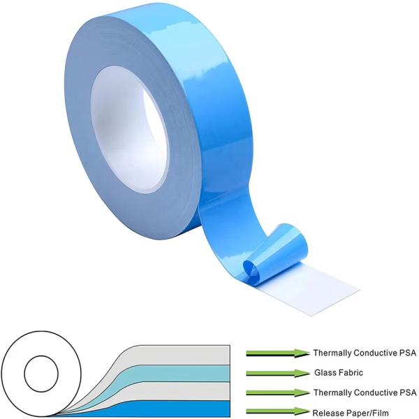 LED Waterproof Double Sided Conductive Thermal Tape Blue Cloth Roll Pressure Sensitive Silicone for Masking Heat Transfer