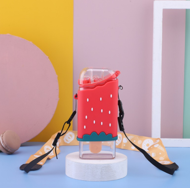 Copo dado forma bonito da garrafa de água do gelado das crianças com palha 10OZ