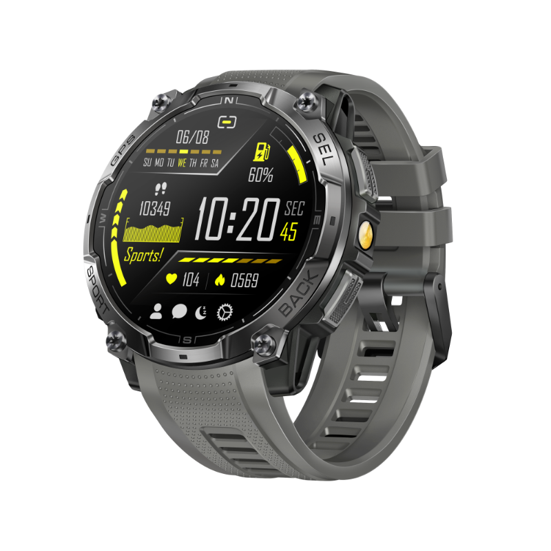 New K76A Android Smart Watch GPS AMOLED Display Chip ATS3085L 3ATM BT Call Answer Calls Message Push Compass LED Flashlight 5-10