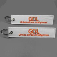 Brazilian Airline Custom Embroidered Keyring White Orange High Strength