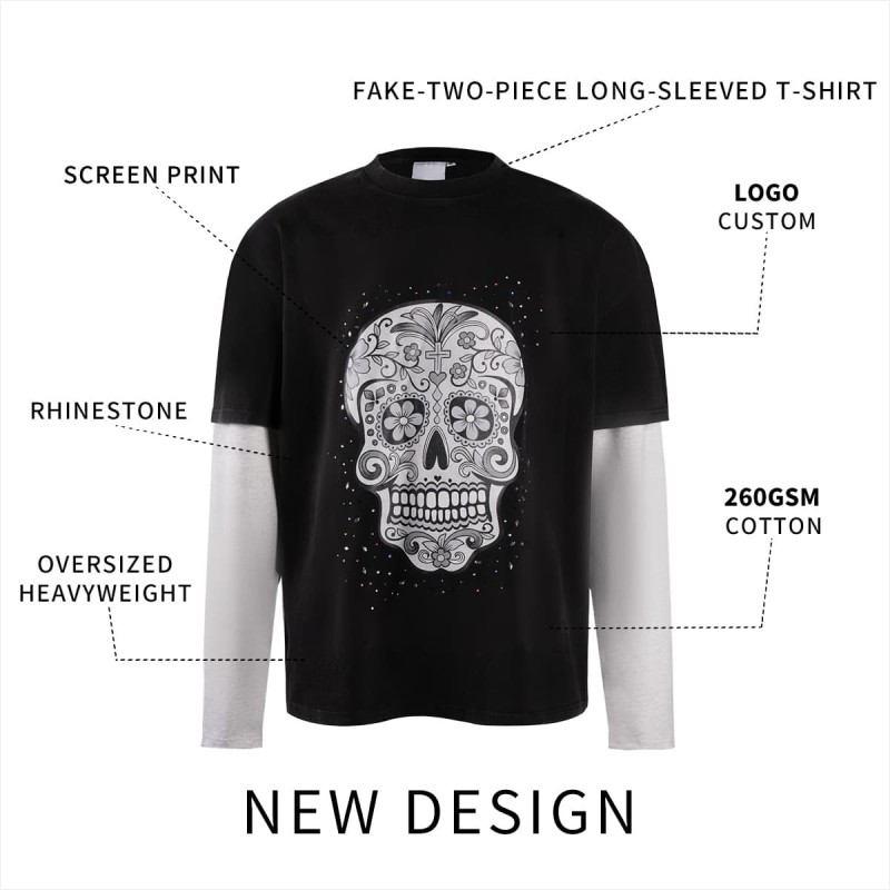 Customized Cool T Shirts With Crew Neck Screen Print Rhinestones