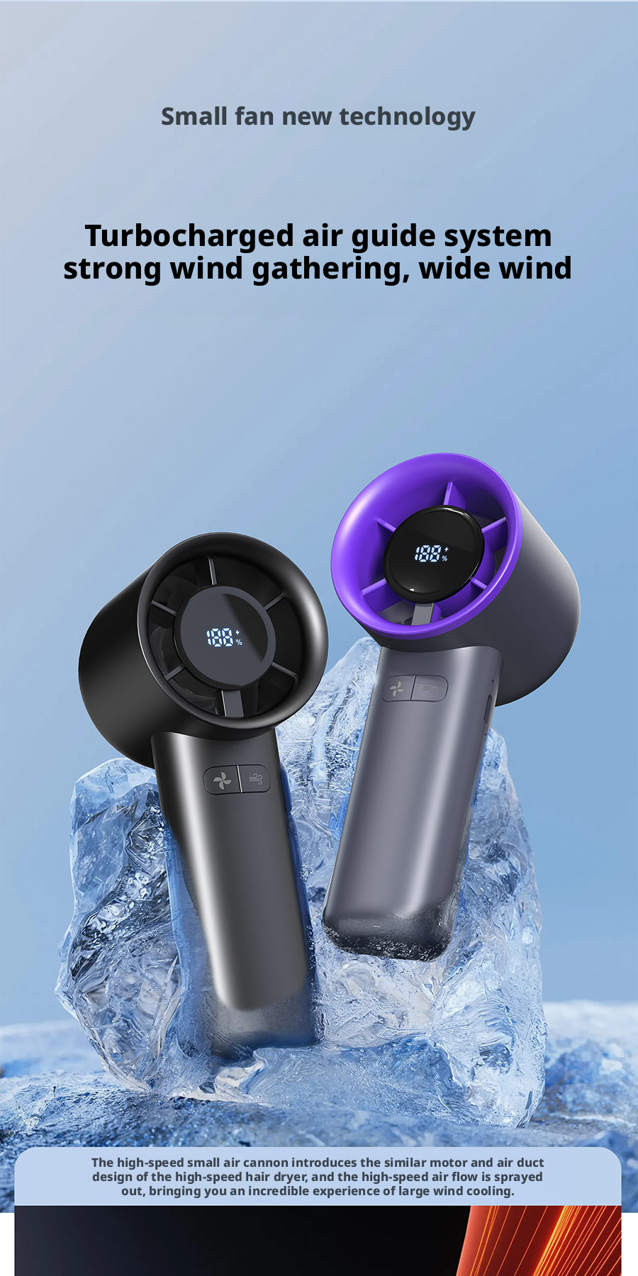2000mAh Plastic Small Personal Battery Operated Fans Lightweight Design Car Hotel Use
