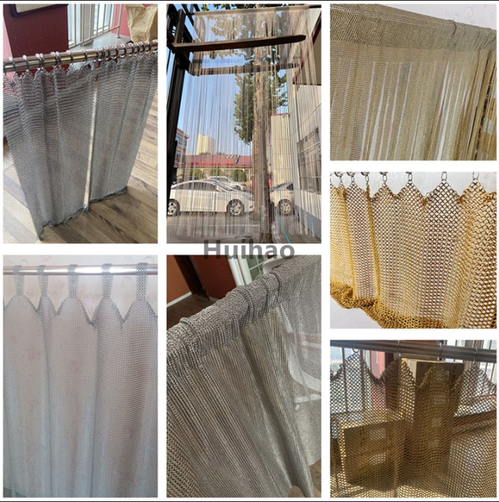 Stainless Steel Chainmail Ring Mesh Curtain Decorative Architectural Metal Mesh for Room Divider & Interior Partition Walls