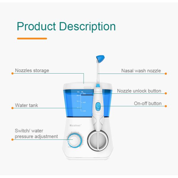 IPX7 Waterproof 600ml Tank Desktop Electric Nasal Irrigator