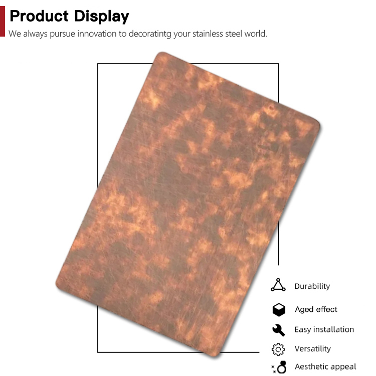 Fierce Flames Pattern Effect Antique Finish 304 Grade Decorative Stainless Steel Sheet SS Plate