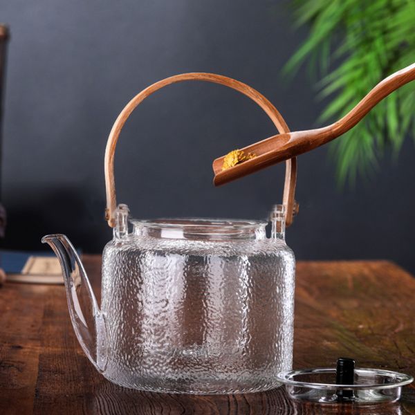 Handmade 1000ml Clear Glass Teapot Borosilicate Material Eco Friendly