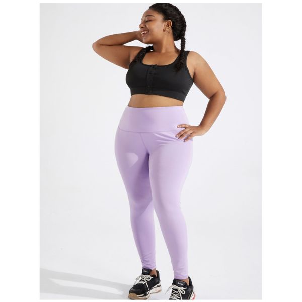 Пурпур женщин атлетический мягкий плюс Tummy брюк йоги размера контролирует высокую резинку