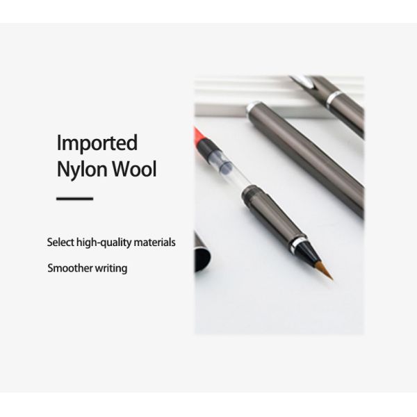 Pénomène de pinceau de calligraphie gris métallique stylo plume à pointe douce