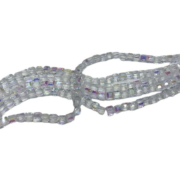 Crystal Square Glass Beads 4mm Cubic Beads Candy Diy Accessories Materials Loose Beads