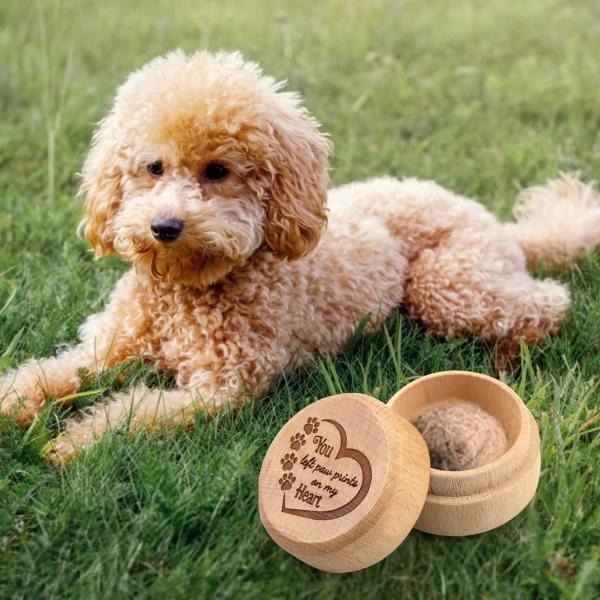 Dog Memorial Box for Loss Pet Wooden Keepsake Box with Pet Paw Engraving  Hair Case Urn Memorial Gift