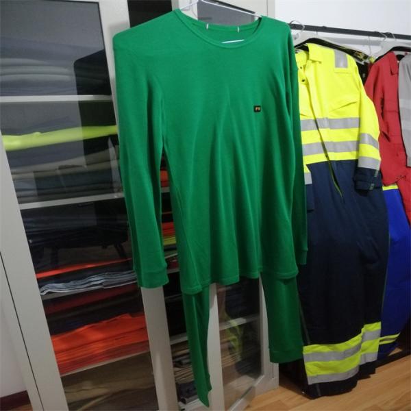 Green 5.5oz Protective FR Long Sleeve T Shirts Cotton Knitted