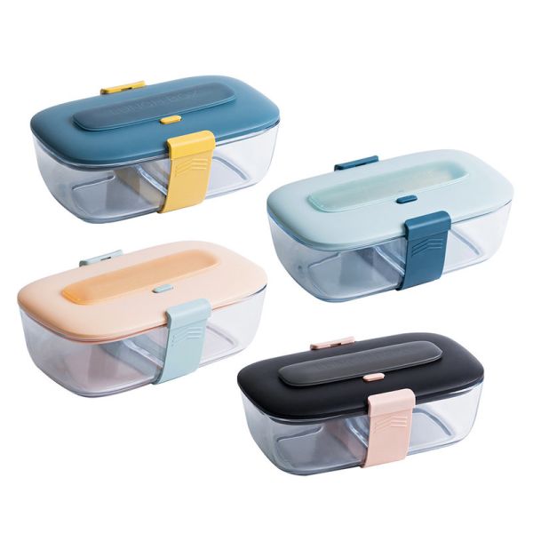 Green Straw Plastic Cover Multifunctional Glass Lunch Box