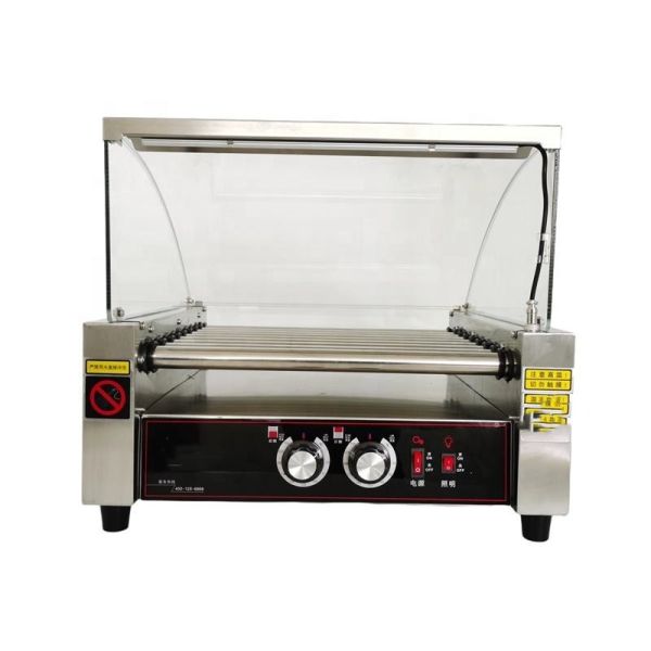 Electric Stainless Steel Snack Equipment Sausage Hot Dog 9 Roller Grill Machine