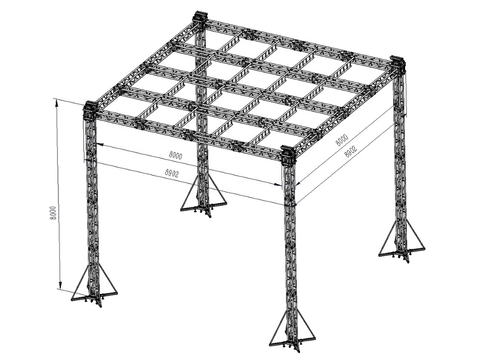 6082-T6 Factory Price Aluminum Square Truss Spigot Truss Light
