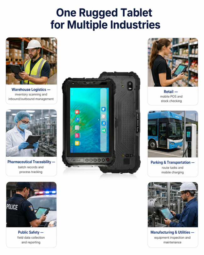Rugged Touchscreen Tablet 8 Inch for Equipment Inspection Control and Maintenance Logs