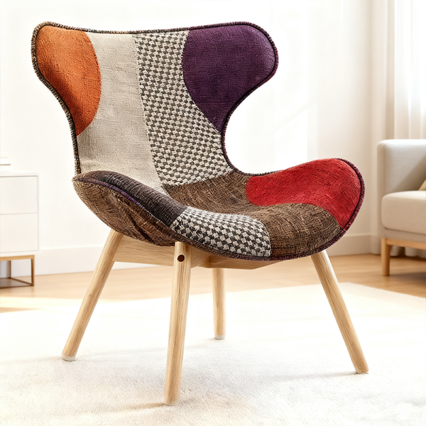 Modern Simple Casual Living Room Single Sofa Chairs Fabric Upholstered Lazy Lounge Chair Steel Legs Recliner Eco-Friendly Hotel