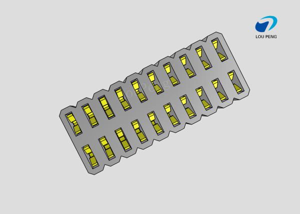 Female header, PCB Mount Receptacle, Vertical, Board-to-Board, 2x10Pin, 0.8mm Pitch, double row, Gold Flash, DIP, 180°