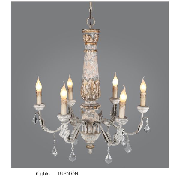 Wooden Iron Chandelier Lighting Vintage Crystal Lustre vintage chandelier(WH-CI-110)