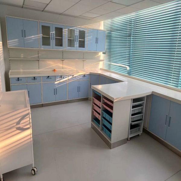 Alkali Resistant Hospital Lab Furniture Wall Bench C Frame Waterproof