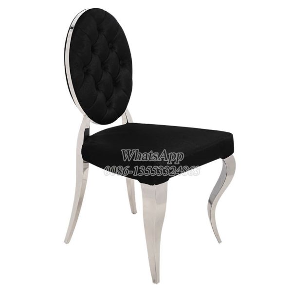 Black Velvet French Dining Chair With Chrome Stainless Steel Material (YS-3)