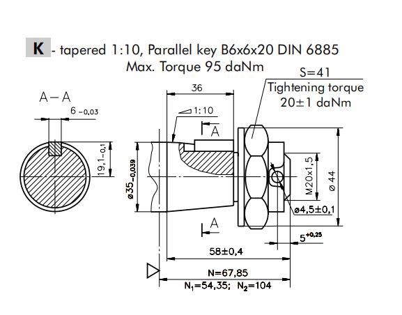 Вал ø35 МСИ 200 КП /3 сплющил держатель САЭ 4 отверстие случай 1/4