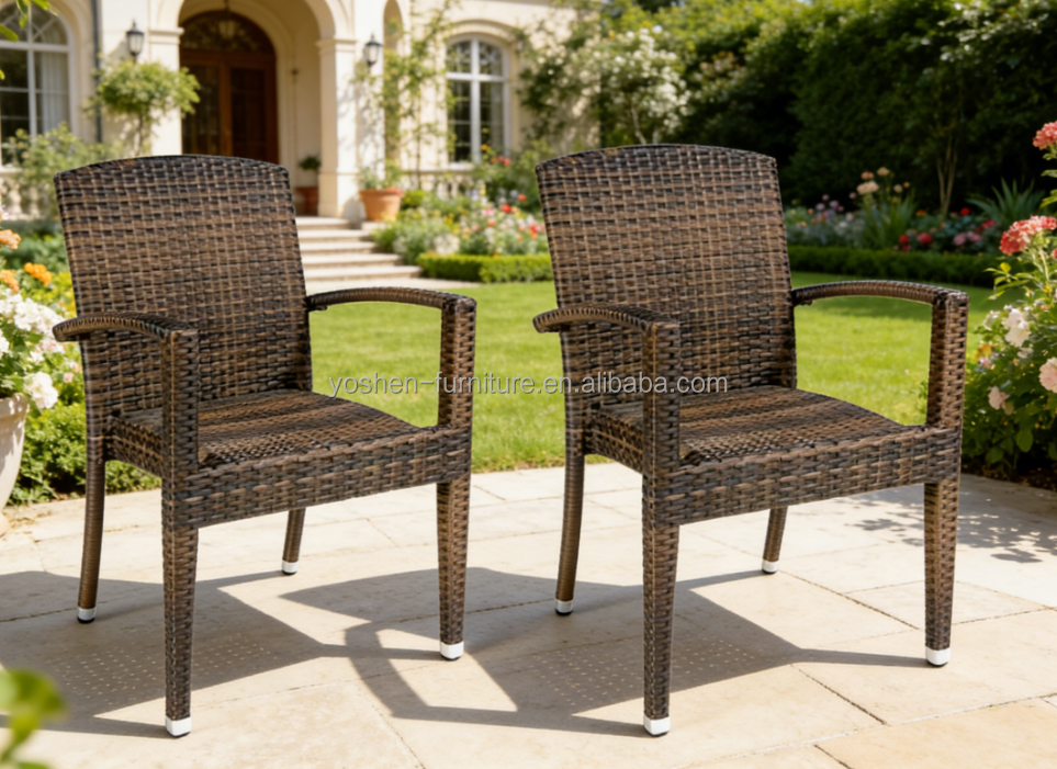 Waterproof UV Resist Aluminum Beach Chairs Wholesale Stackable  Deck Chair Wicker Plastic Ratan Chair
