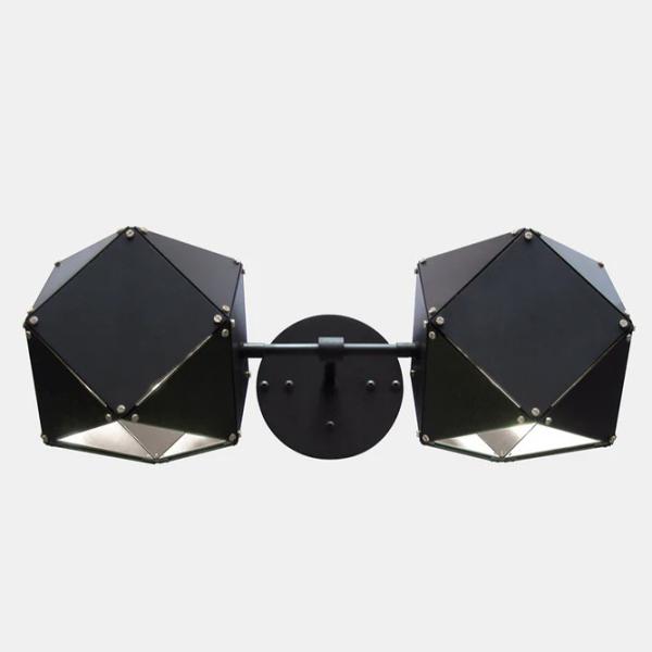 Nordic Art Welles Stell Ddouble Head Sconce Creative Metal Texture Black and White Geometric Wall Lamp