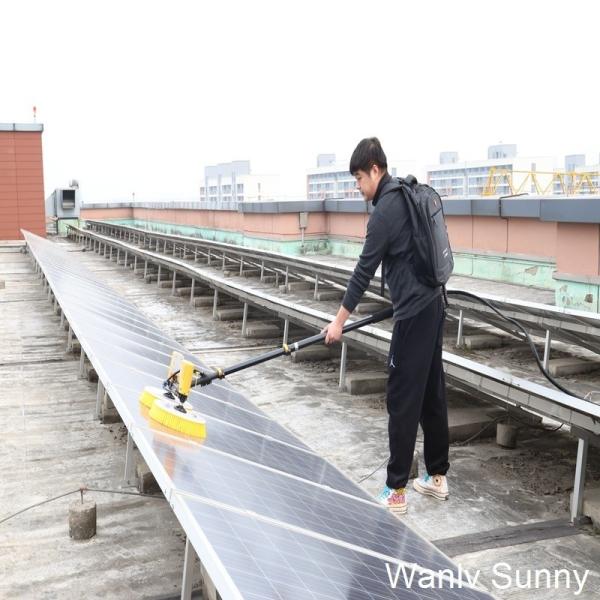 Ferramentas de limpeza de painéis solares de escova rotativa dupla para limpeza e lavagem de lugares altos ao ar livre